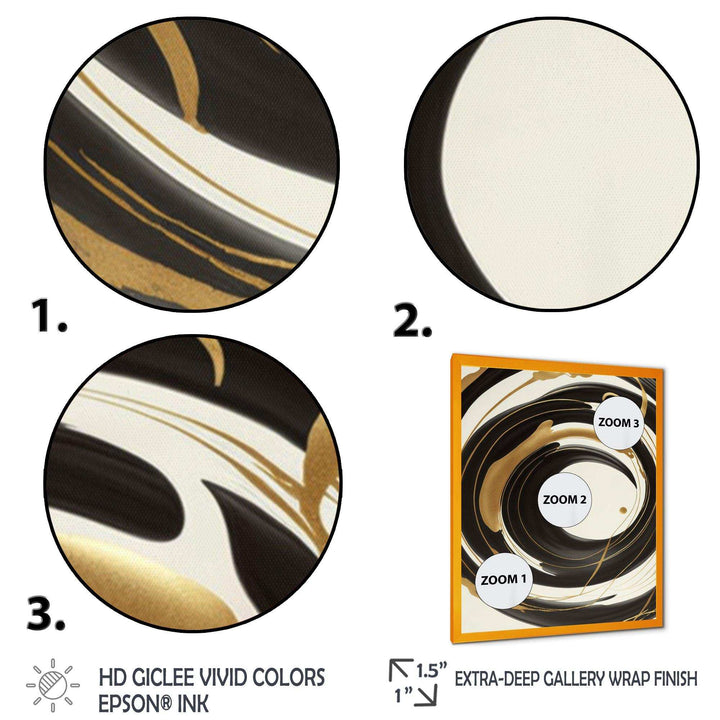 Black, Silver And Gold Blending Swirls V - Modern Canvas Wall Art