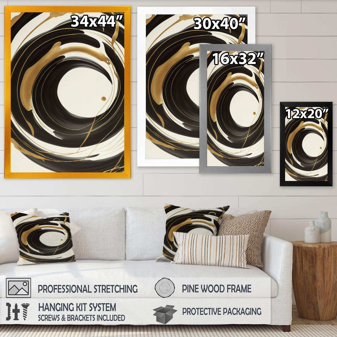 Black, Silver And Gold Blending Swirls V - Modern Canvas Wall Art