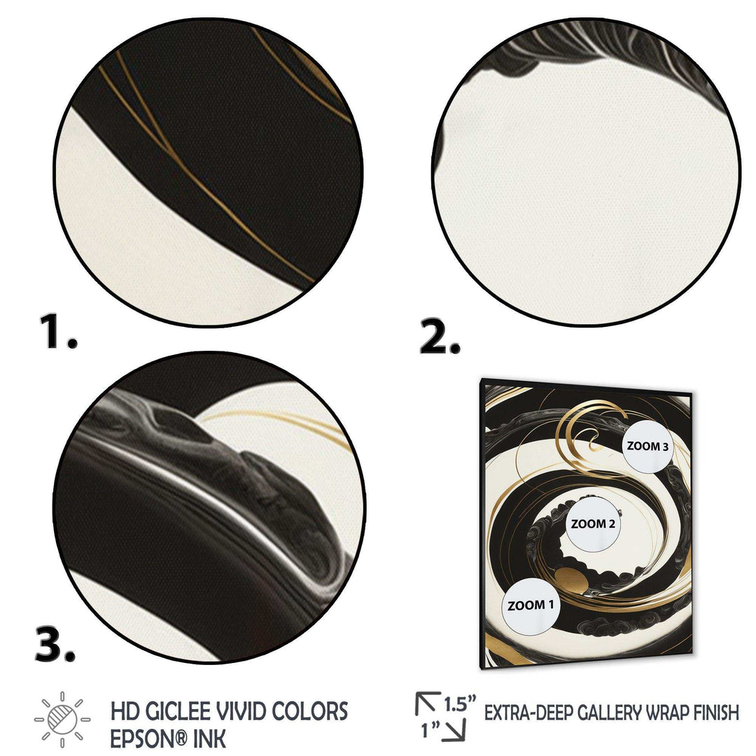 Black, Silver And Gold Blending Swirls VI - Modern Bedroom Wall Art