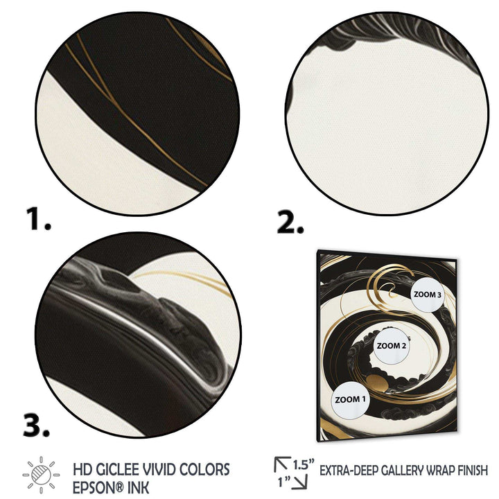 Black, Silver And Gold Blending Swirls VI - Modern Bedroom Wall Art