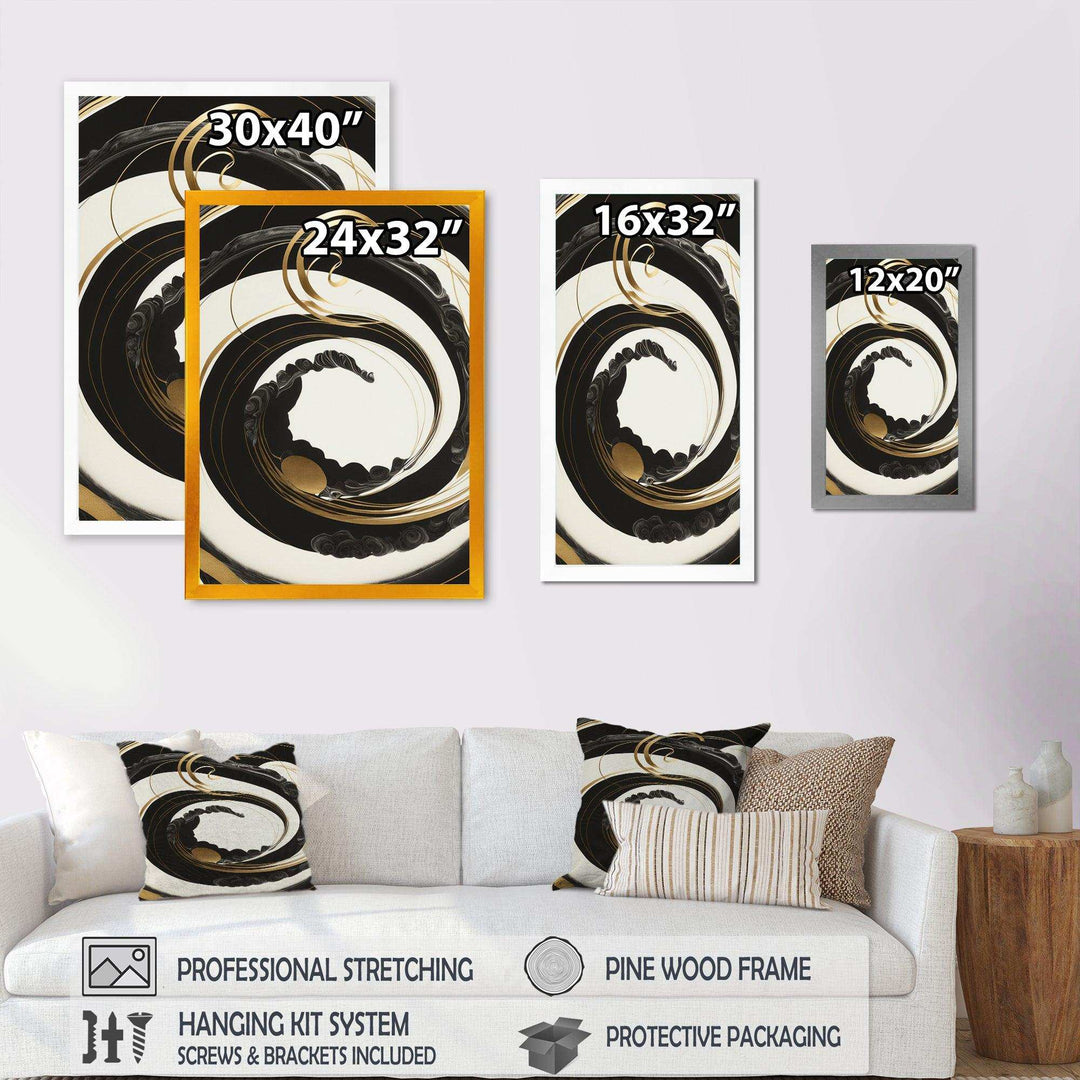 Black, Silver And Gold Blending Swirls VI - Modern Bedroom Wall Art