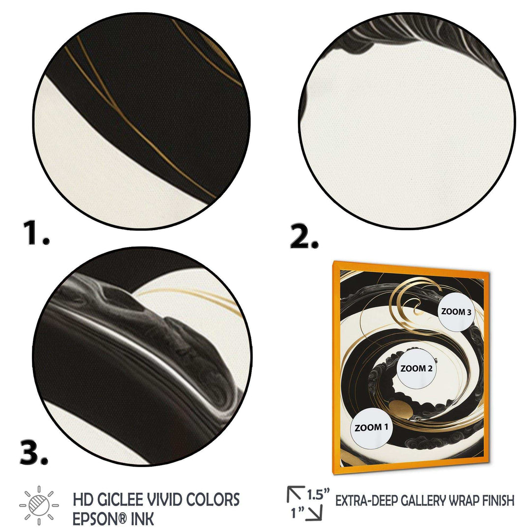 Black, Silver And Gold Blending Swirls VI - Modern Bedroom Wall Art