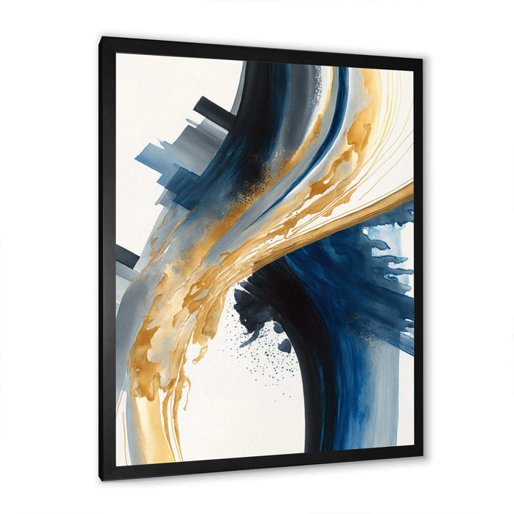 Blue And Gold Swirl Abstract I - Modern Wall Art Prints