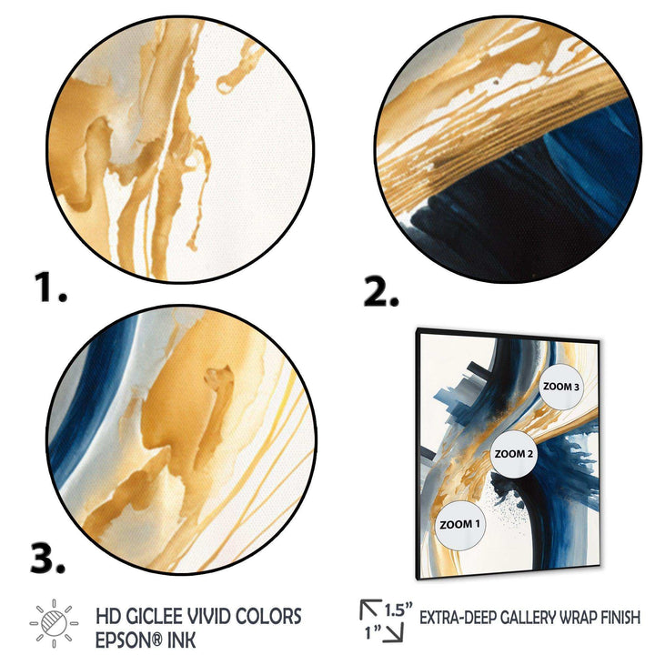 Blue And Gold Swirl Abstract I - Modern Wall Art Prints