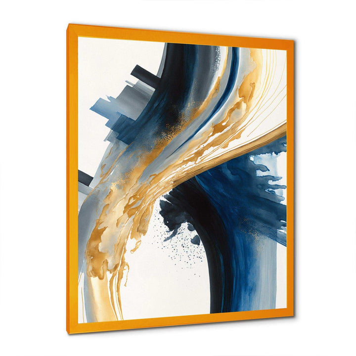 Blue And Gold Swirl Abstract I - Modern Wall Art Prints