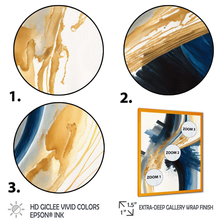 Blue And Gold Swirl Abstract I - Modern Wall Art Prints