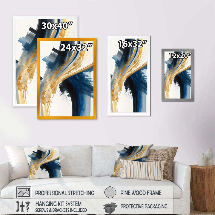 Blue And Gold Swirl Abstract I - Modern Wall Art Prints
