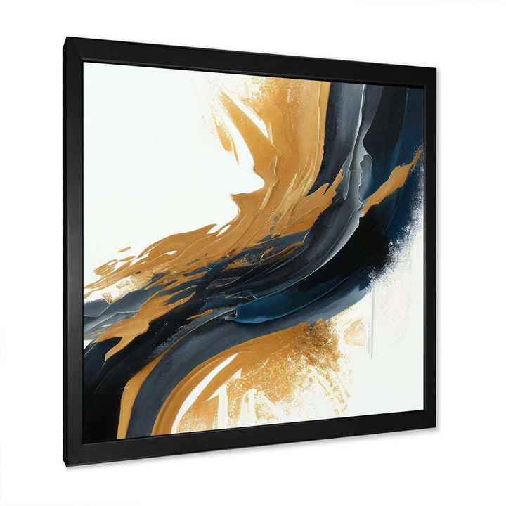 Blue And Gold Swirl Abstract II - Modern Wall Art Prints