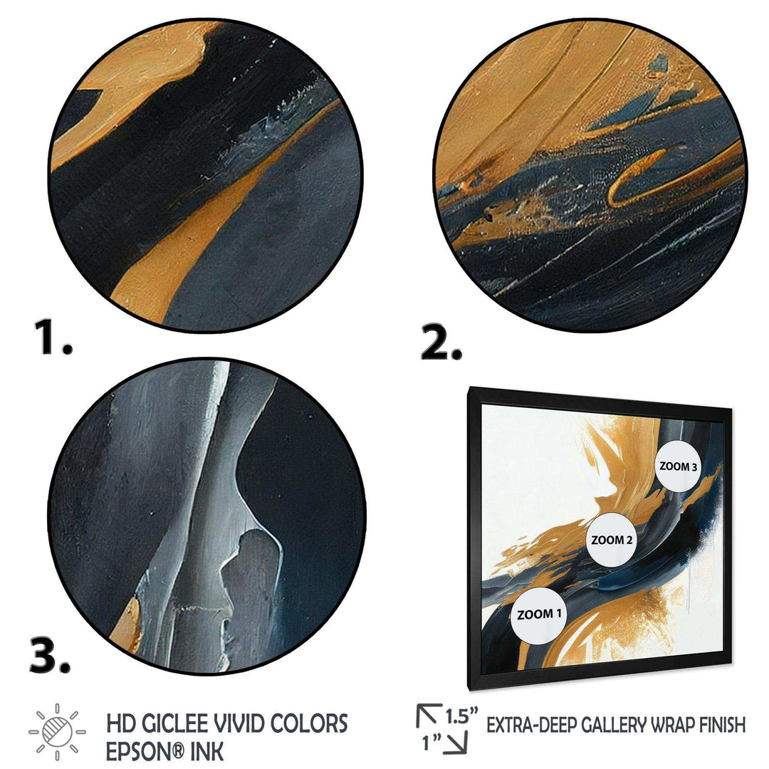 Blue And Gold Swirl Abstract II - Modern Wall Art Prints
