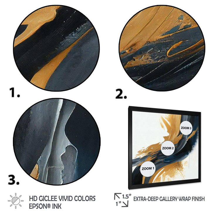 Blue And Gold Swirl Abstract II - Modern Wall Art Prints