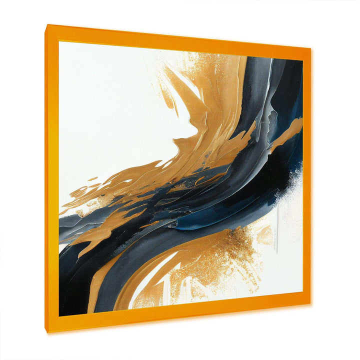 Blue And Gold Swirl Abstract II - Modern Wall Art Prints