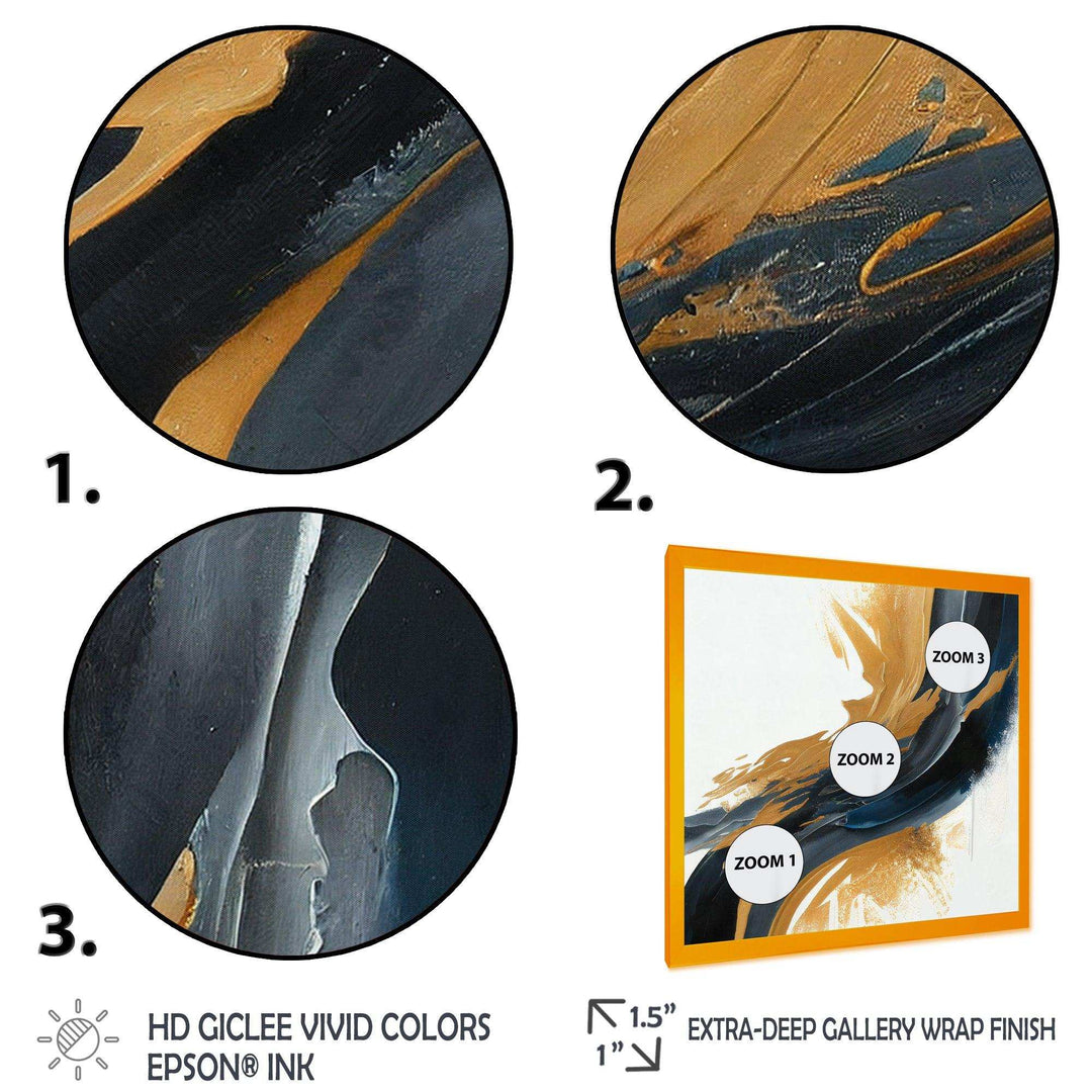 Blue And Gold Swirl Abstract II - Modern Wall Art Prints