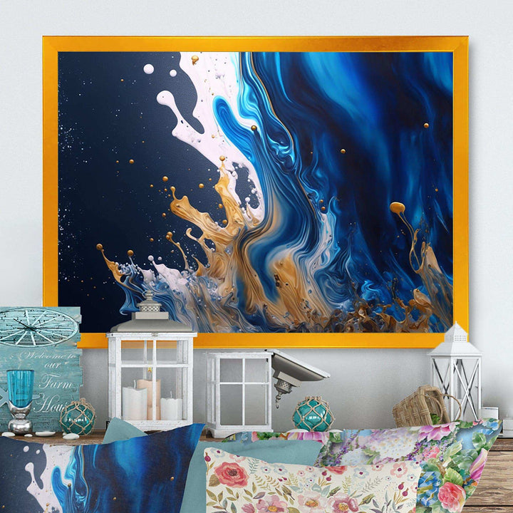 Ice Paint Splash I - Modern Living Room Wall Decor