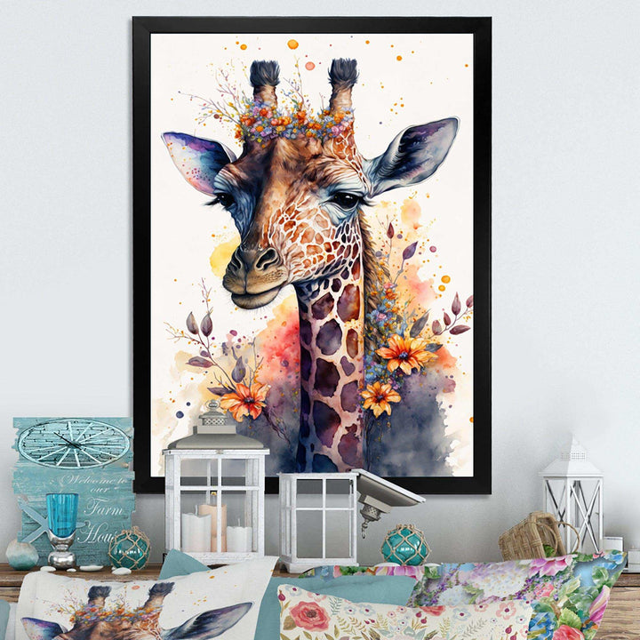 Cute Giraffe Floral Art I