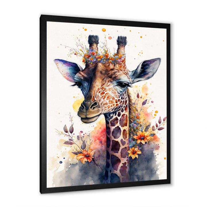 Cute Giraffe Floral Art I
