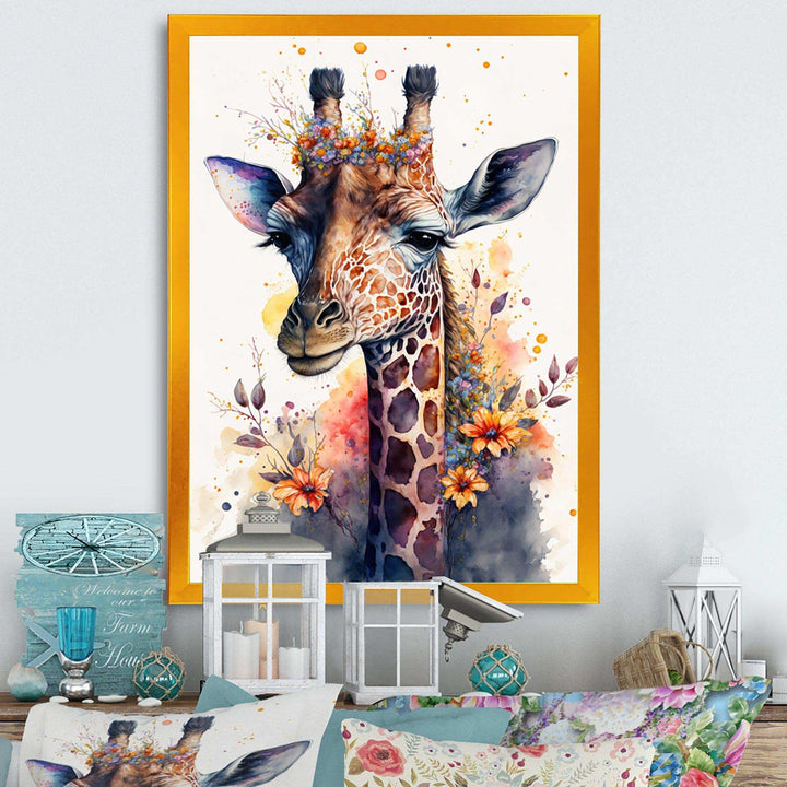 Cute Giraffe Floral Art I