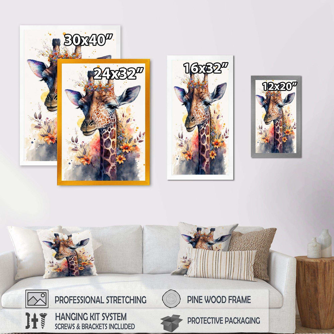 Cute Giraffe Floral Art I
