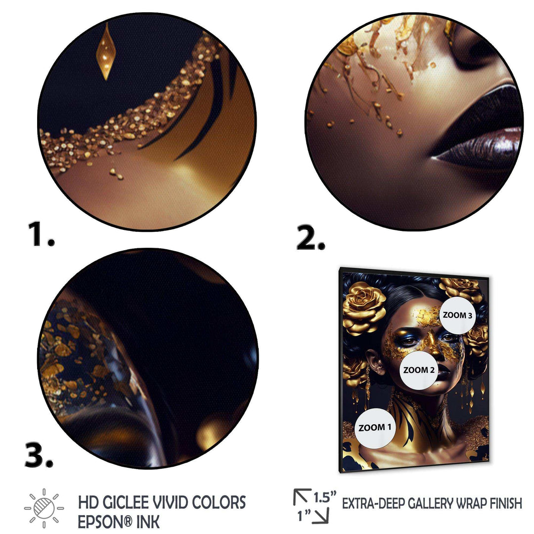 Gold And Black Floral Woman V