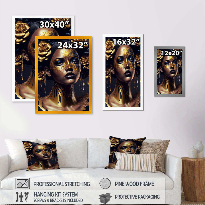 Gold And Black Floral Woman V