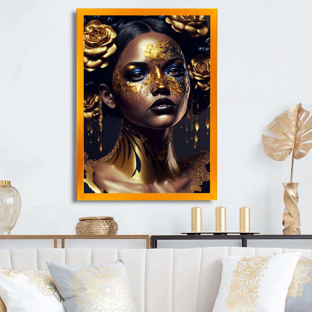 Gold And Black Floral Woman V
