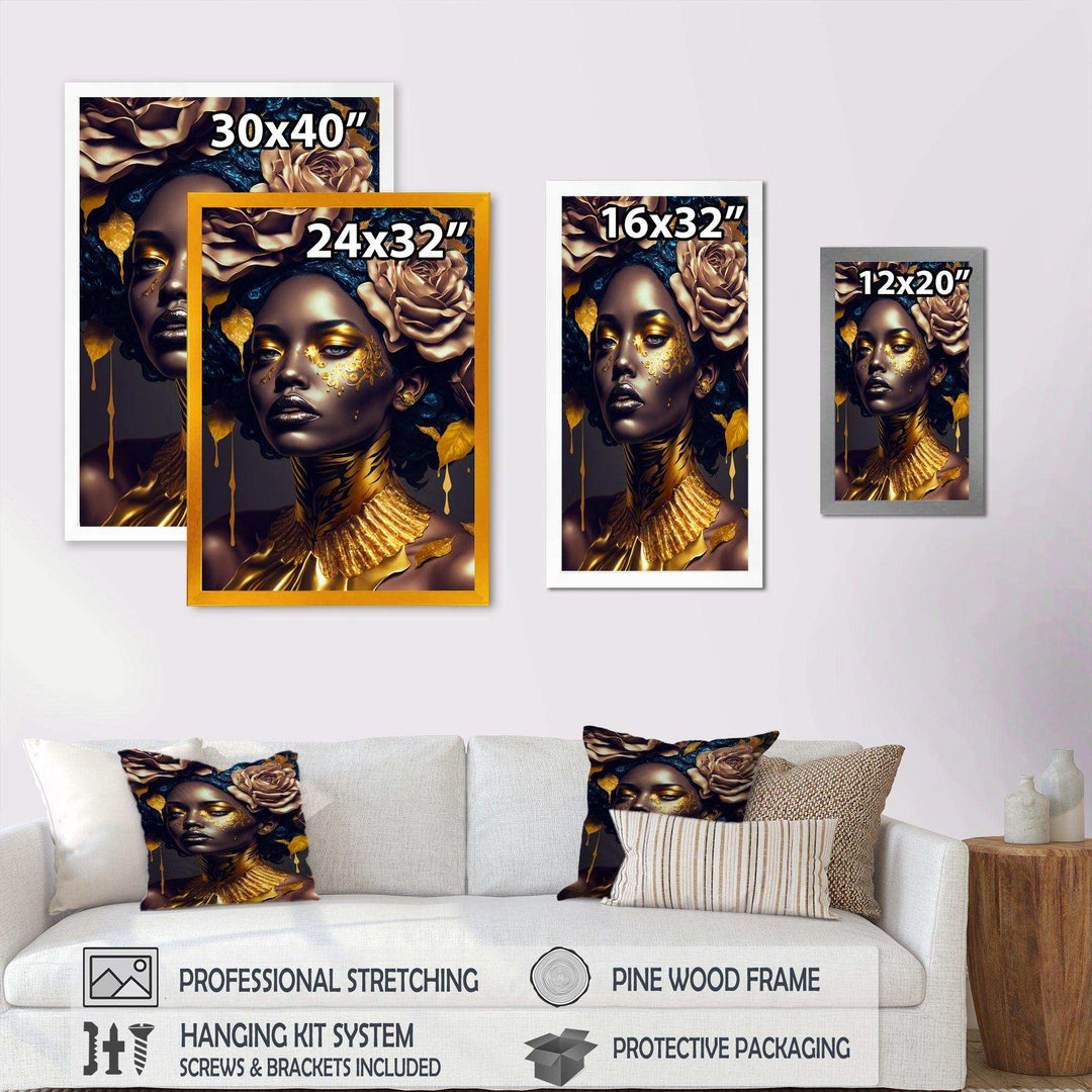Gold And Black Floral Woman VII