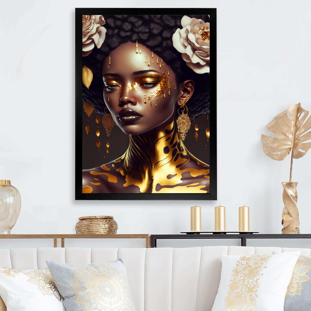 Gold And Black Floral Woman VIII