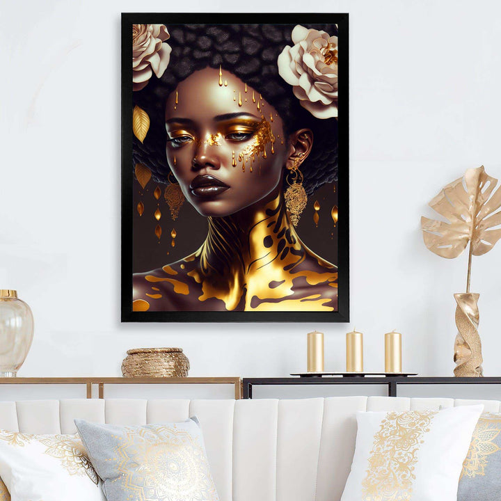 Gold And Black Floral Woman VIII