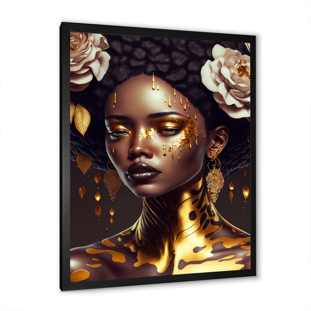 Gold And Black Floral Woman VIII