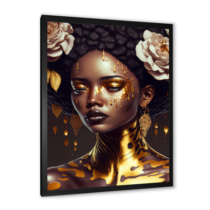 Gold And Black Floral Woman VIII