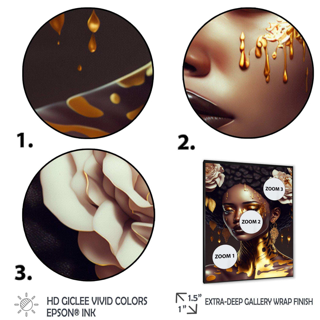 Gold And Black Floral Woman VIII