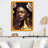 Gold And Black Floral Woman VIII