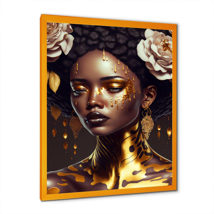 Gold And Black Floral Woman VIII