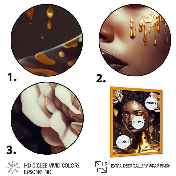 Gold And Black Floral Woman VIII