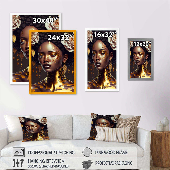 Gold And Black Floral Woman VIII