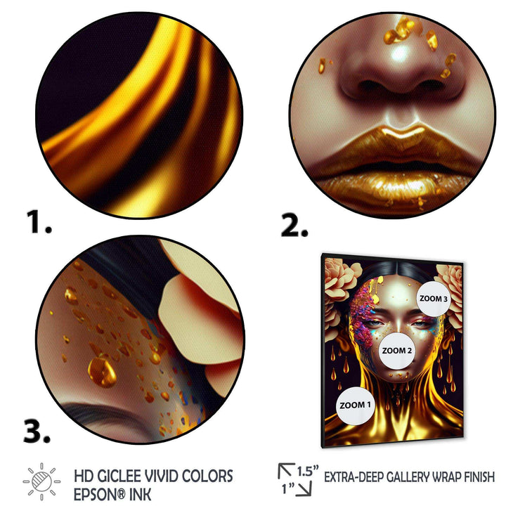 Gold And Black Floral Asian Woman II