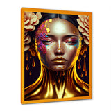 Gold And Black Floral Asian Woman II