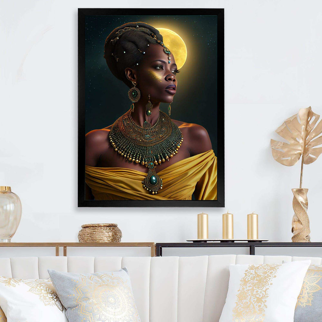 Emerald Queen African Woman Under Moon I