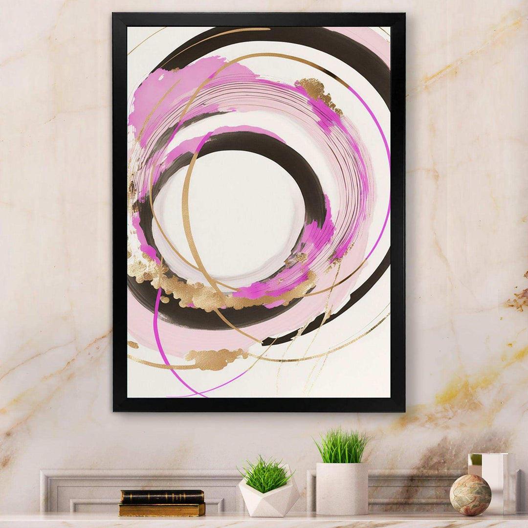 Pink And Gold Minimalist Art II - Modern Living Room Wall Decor