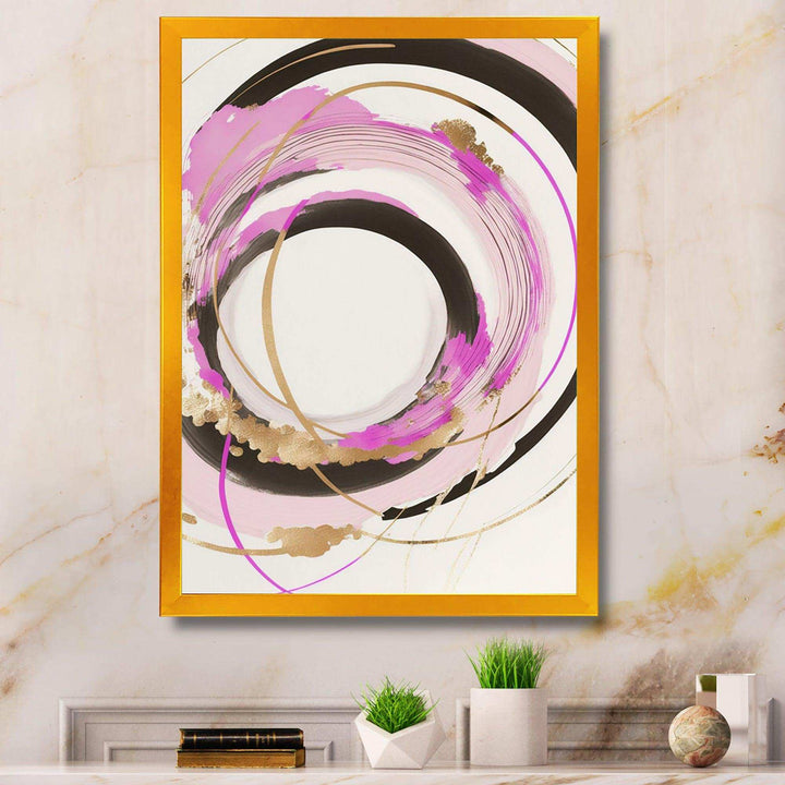 Pink And Gold Minimalist Art II - Modern Living Room Wall Decor