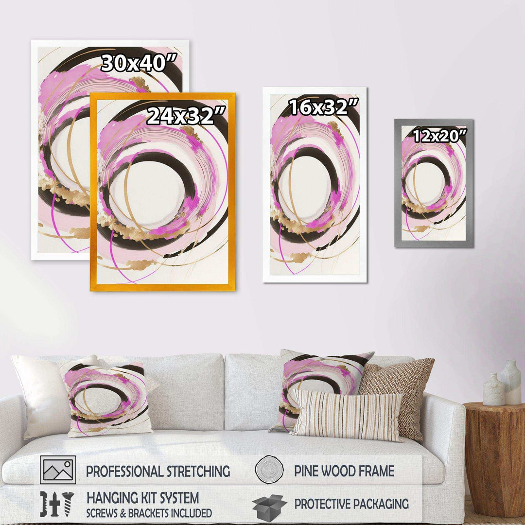 Pink And Gold Minimalist Art II - Modern Living Room Wall Decor