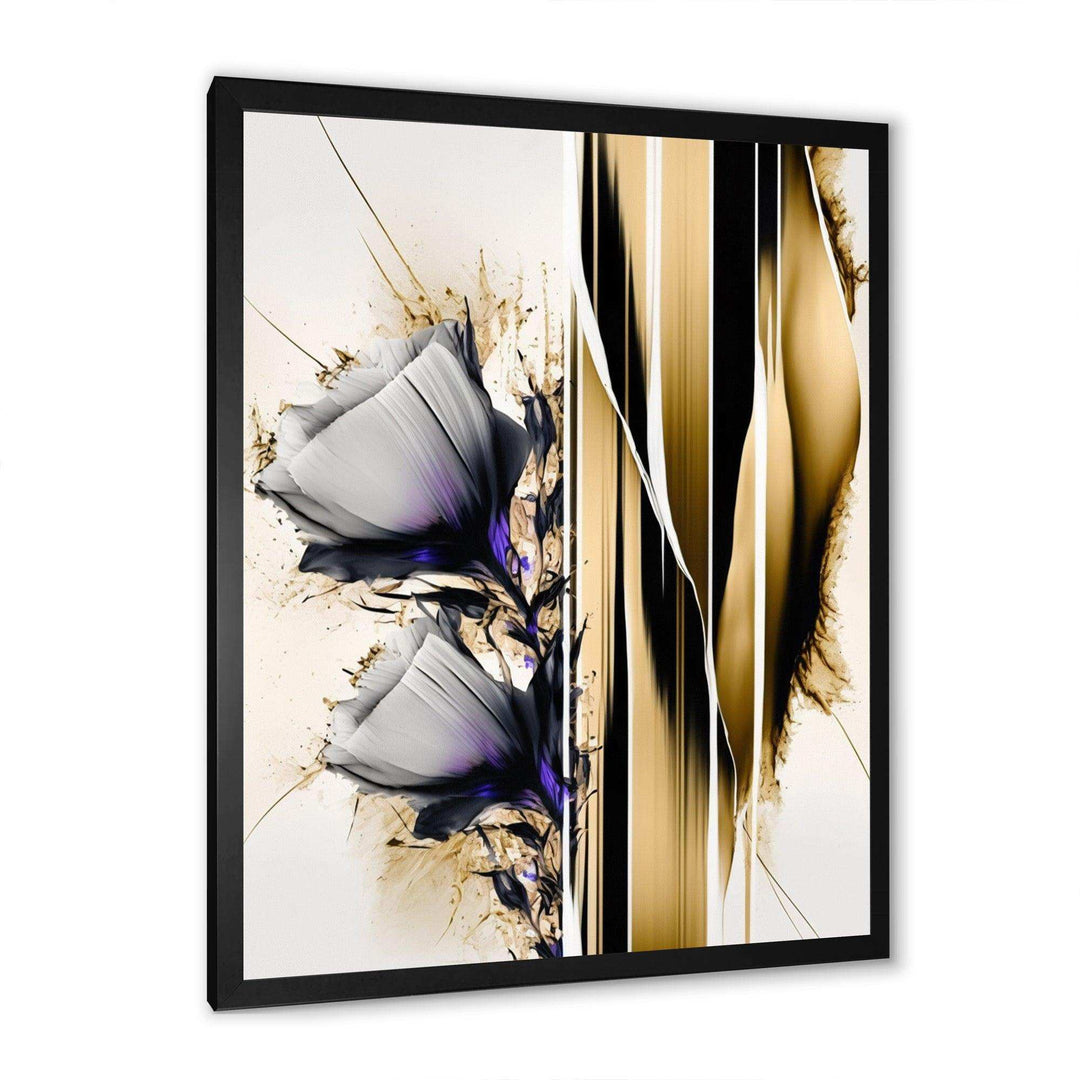 Purple Flower Flower On Abstract Paint I - Traditional Living Room Wall Decor