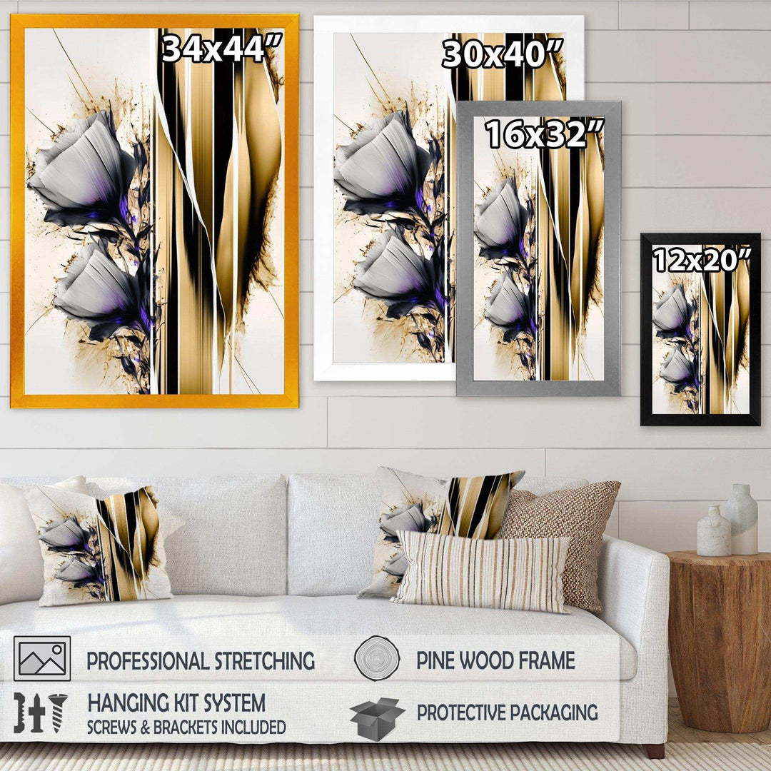 Purple Flower Flower On Abstract Paint I - Traditional Living Room Wall Decor