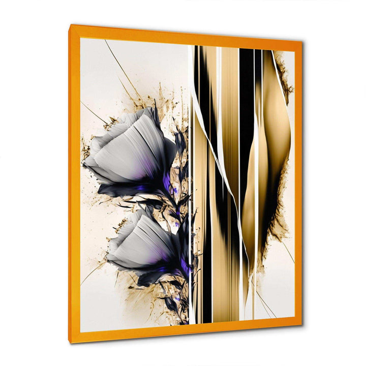 Purple Flower Flower On Abstract Paint I - Traditional Living Room Wall Decor