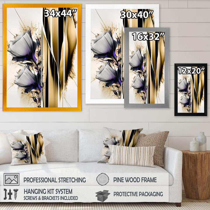 Purple Flower Flower On Abstract Paint I - Traditional Living Room Wall Decor