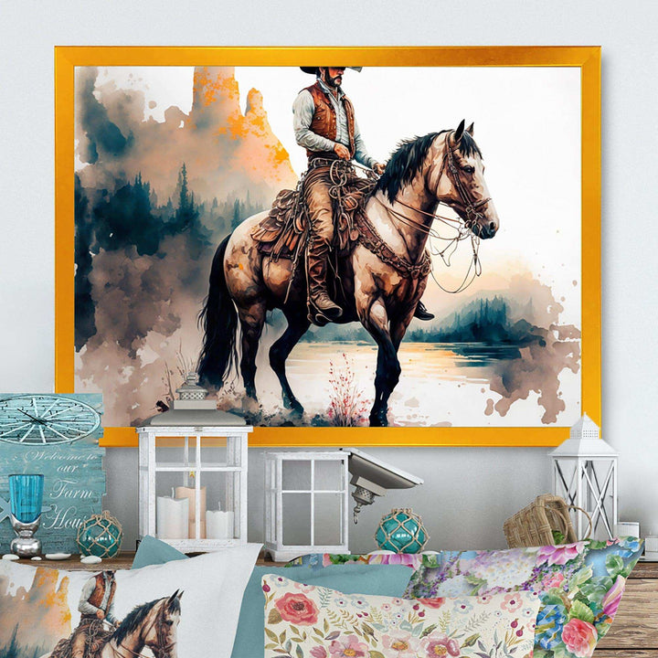 Western Cowboy Riding A Horse I