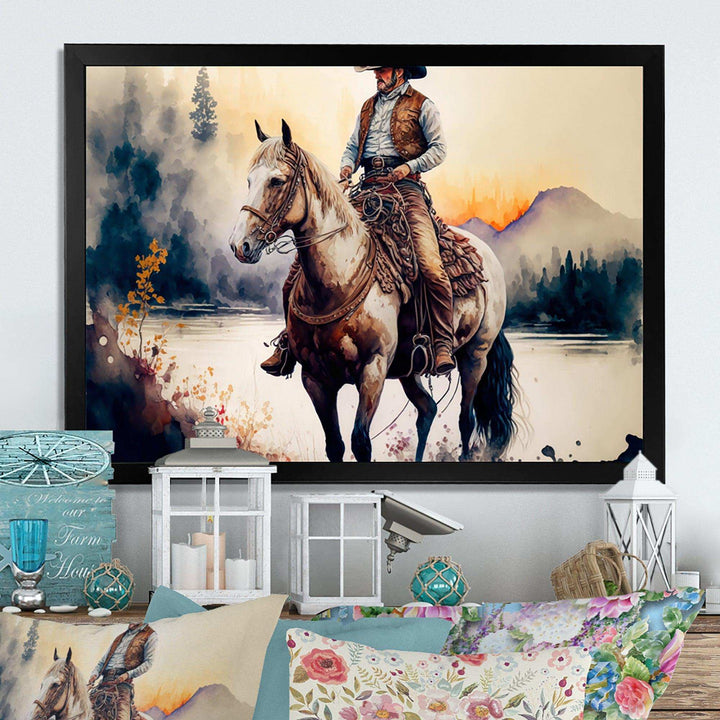 Western Cowboy Riding A Horse II