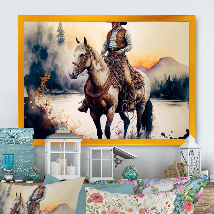 Western Cowboy Riding A Horse II