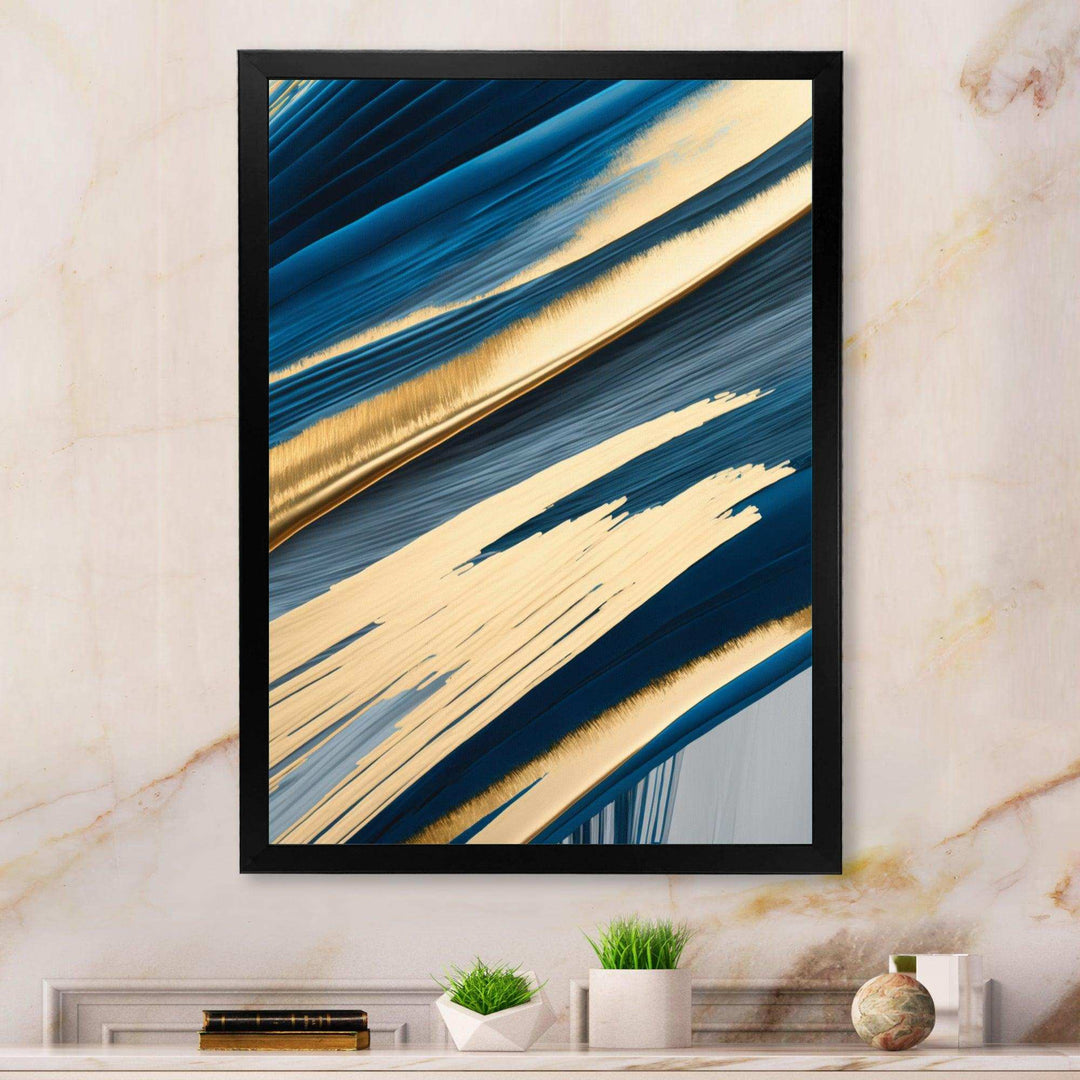 Bold Blue Brush Strokes I - Modern Bedroom Wall Art