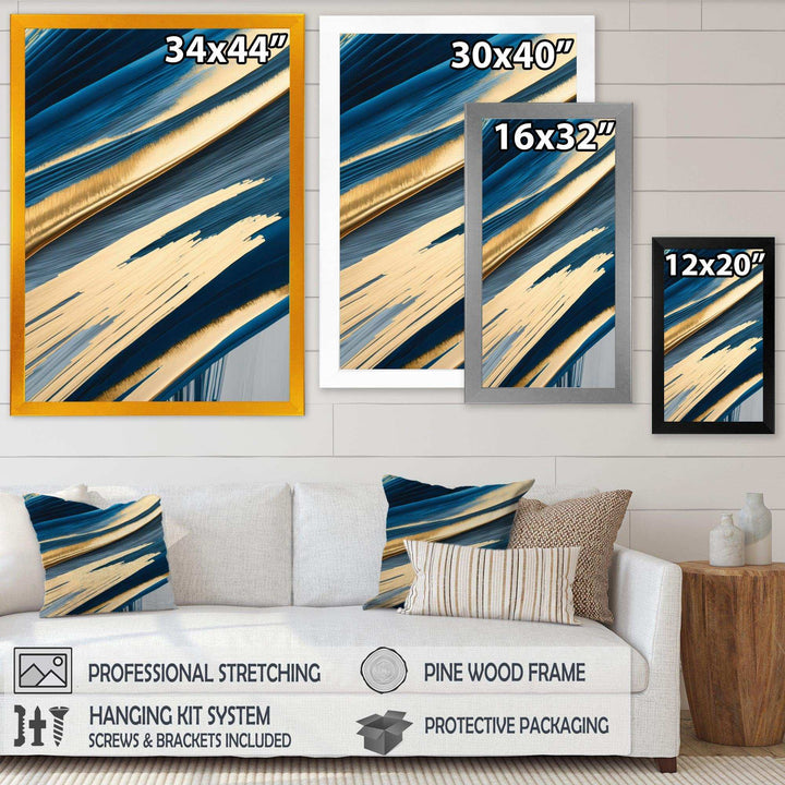Bold Blue Brush Strokes I - Modern Bedroom Wall Art