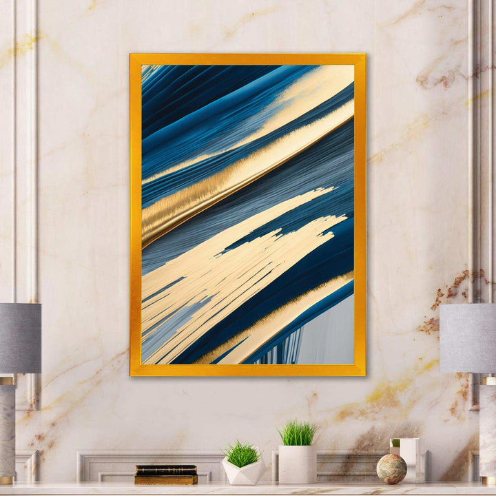 Bold Blue Brush Strokes I - Modern Bedroom Wall Art